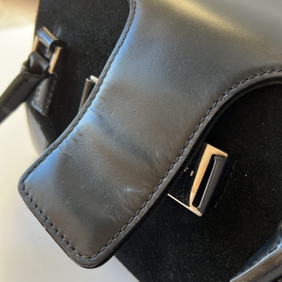 Preowned Fratelli Rossetti black handbag suede & leather, shoulder strap… - Picture 6 of 9